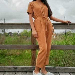 Francesca's Cassy Button Down Jumpsuit